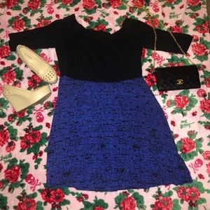 Torrid Black and blue boat neck dress size 2